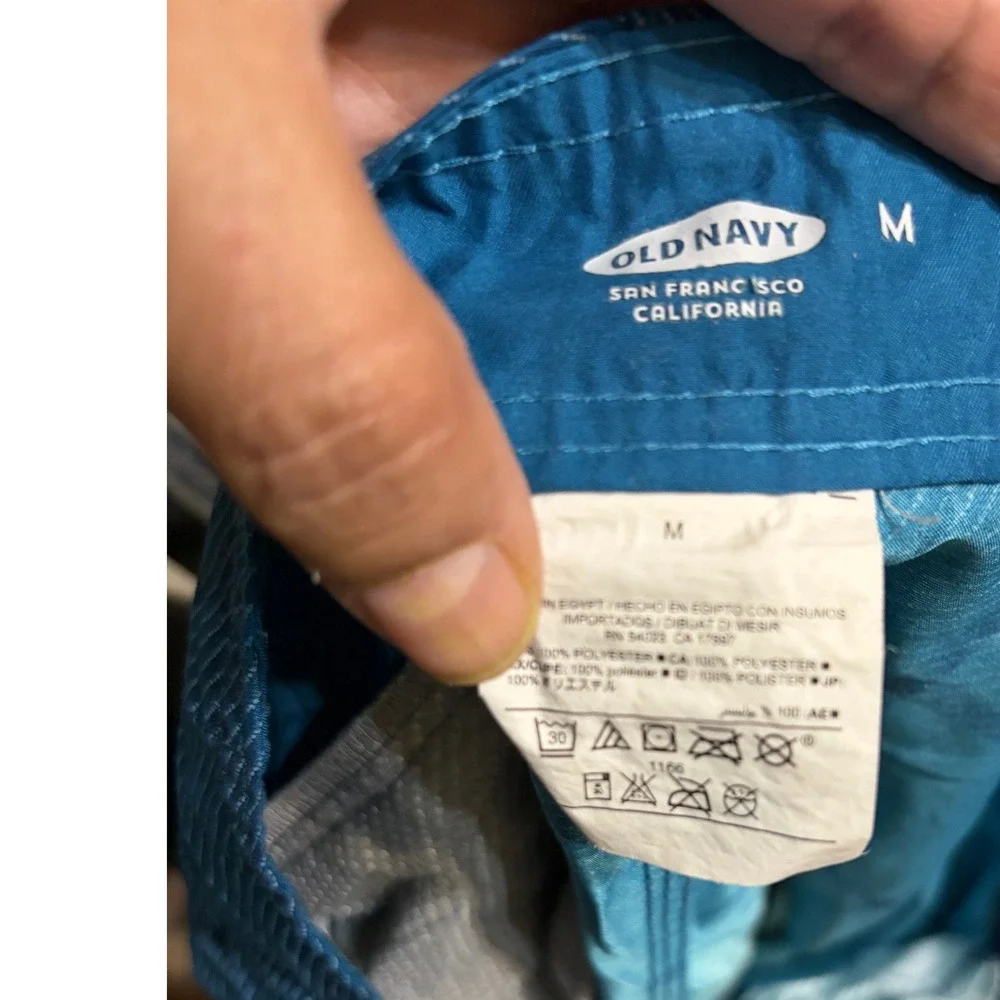 Old Navy Mens Blue Ombre Windowpane Check Board Shorts Swim Trunks Medium Velcro